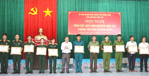 Thành phố Đồng Xoài, tỉnh Bình Phước tổng kết, rút kinh nghiệm diễn tập phòng thủ dân sự