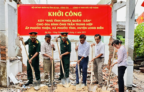 Bộ CHQS tỉnh Bà Rịa-Vũng Tàu khởi công xây dựng "Nhà tình nghĩa quân - dân"