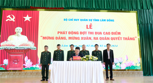 Bộ CHQS tỉnh Lâm Đồng phát động đợt thi đua cao điểm “Mừng Đảng, mừng xuân, ra quân quyết thắng”