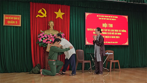 Ban CHQS Quận 5 Hội thi tuyên truyền học tập và làm theo tư tưởng, đạo đức, phong cách Hồ Chí Minh