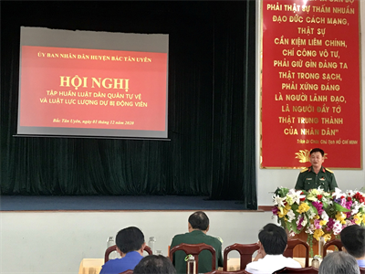 Huyện Bắc Tân Uyên, tỉnh Bình Dương tập huấn Luật Dân quân tự vệ và Luật lực lượng dự bị động viên