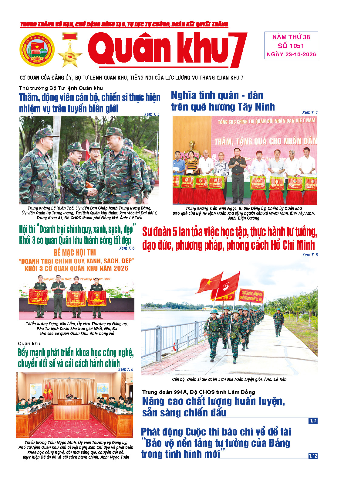 Báo Quân Khu 7 số 1051 ra ngày 23/10/2026