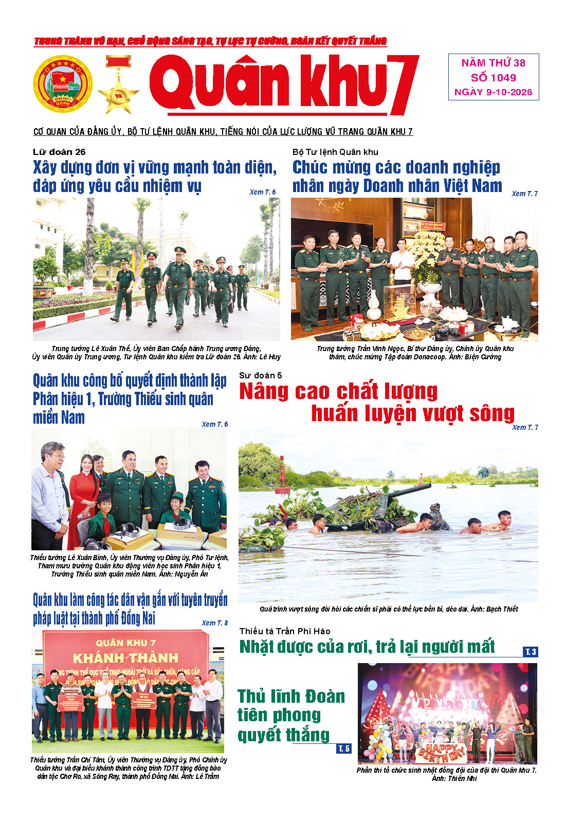 Báo Quân Khu 7 số 1049 ra ngày 09/10/2026