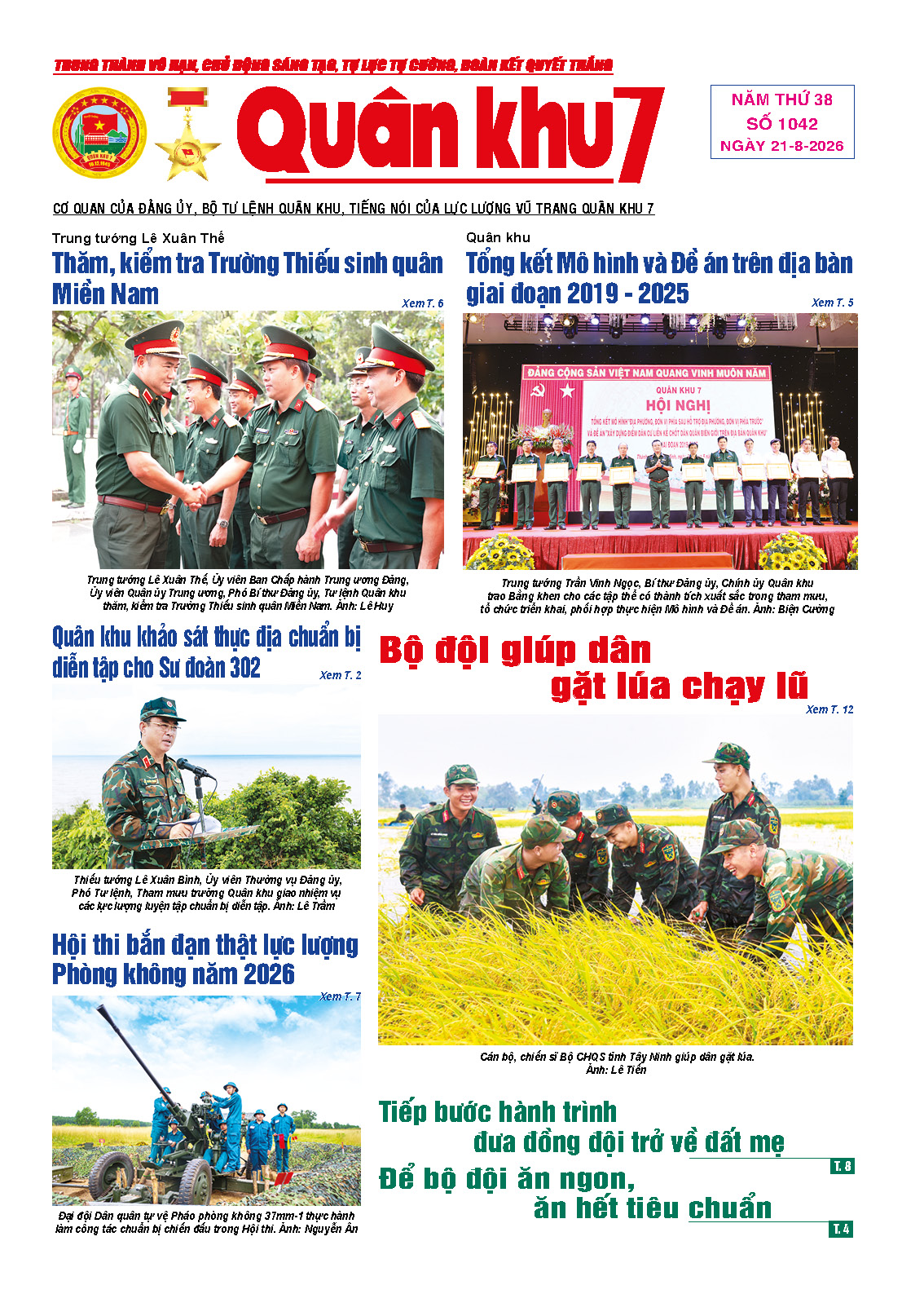 Báo Quân Khu 7 số 1042 ra ngày 21/08/2026