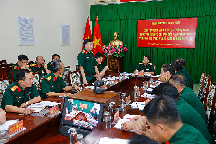 Bộ Tổng Tham mưu kiểm tra chuẩn bị hạ tầng phục vụ Chính phủ chỉ đạo, điều hành trực tuyến về phòng thủ dân sự 
