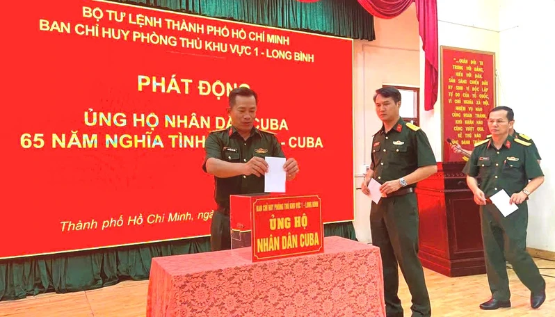 Ban Chỉ huy Phòng thủ Khu vực 1 – Long Bình phát động quyên góp ủng hộ nhân dân Cuba
