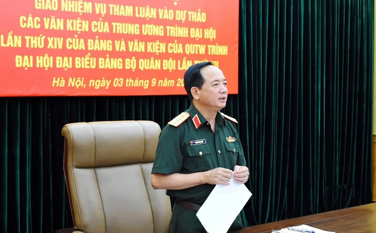 Đại tướng Trịnh Văn Quyết chủ trì hội nghị giao nhiệm vụ tham luận tại Đại hội đại biểu Đảng bộ Quân đội lần thứ XII