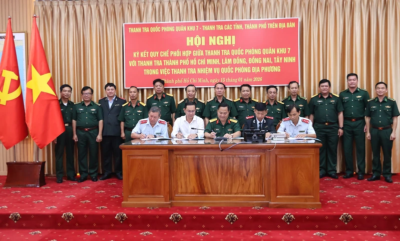 Thanh tra Quốc phòng Quân khu 7 ký quy chế phối hợp với Thanh tra các tỉnh, thành phố trên địa bàn