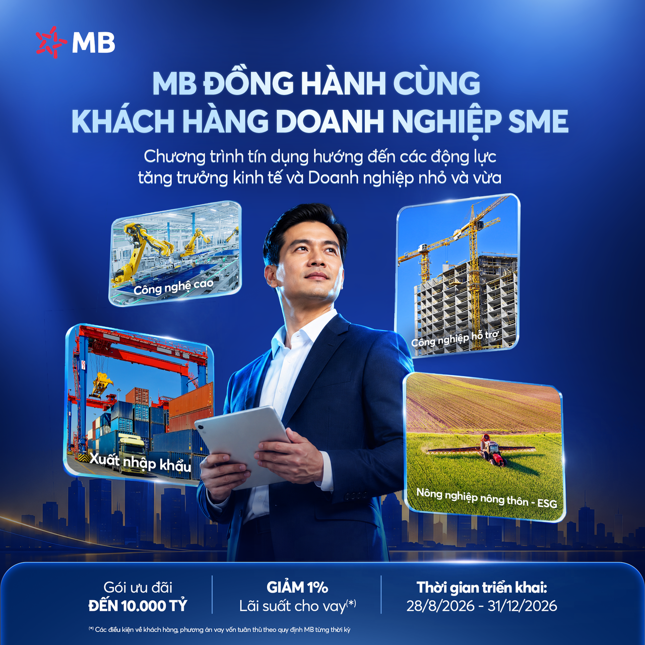 MB triển khai gói tín dụng ưu đãi 10.000 tỷ đồng hướng đến các động lực tăng trưởng kinh tế và Doanh nghiệp SME
