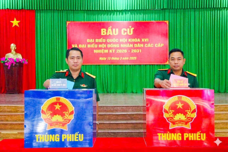 Trung đoàn 271 tham gia bầu cử Đại biểu Quốc hội khóa XVI và Đại biểu Hội đồng nhân dân các cấp nhiệm kỳ 2026-2031