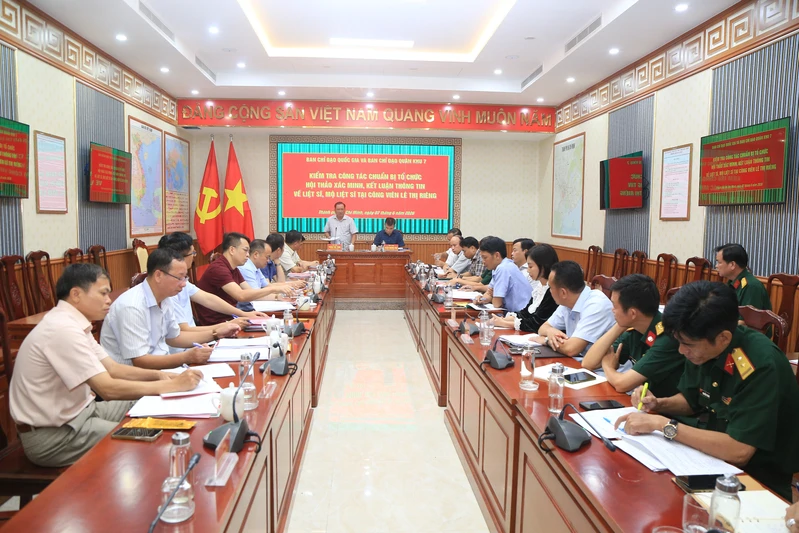Ban Chỉ đạo quốc gia và Ban Chỉ đạo Quân khu 7 kiểm tra công tác chuẩn bị hội thảo xác minh thông tin mộ liệt sĩ