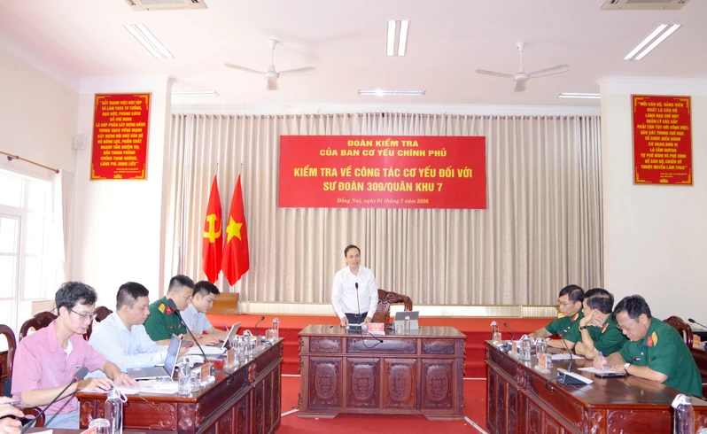 Đoàn kiểm tra của Ban Cơ yếu Chính phủ kiểm tra công tác cơ yếu tại Sư đoàn 309