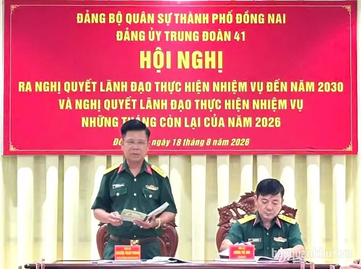 Đảng ủy Trung đoàn 41 ra nghị quyết lãnh đạo thực hiện nhiệm vụ và xây dựng Đảng bộ nhiệm kỳ 2025 - 2030