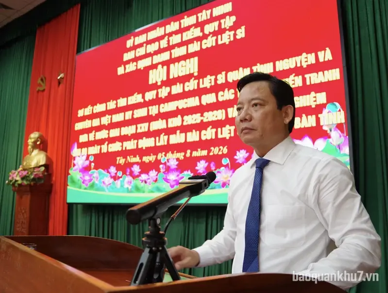 Ban Chỉ đạo tỉnh Tây Ninh sơ kết công tác tìm kiếm, quy tập hài cốt liệt sĩ và đẩy mạnh Chiến dịch 500 ngày đêm