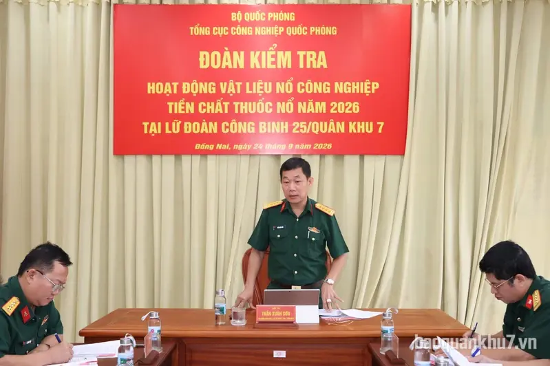 Tổng cục Công nghiệp Quốc phòng kiểm tra hoạt động vật liệu nổ công nghiệp Lữ đoàn 25