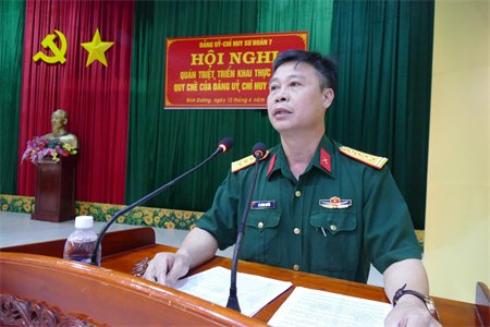 Đảng ủy Sư đoàn 7 triển khai quy chế lãnh đạo các mặt công tác trọng yếu