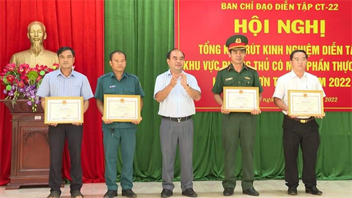 Huyện Chơn Thành tổng kết rút kinh nghiệm diễn tập khu vực phòng thủ năm 2022