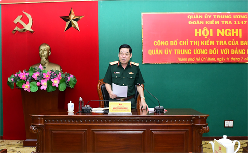 Ban Thường vụ Quân ủy Trung ương công bố chỉ thị kiểm tra Đảng ủy Quân khu