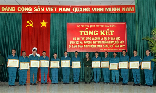 Bộ CHQS tỉnh Lâm Đồng tổng kết Hội thi trụ sở Ban CHQS xã, phường, thị trấn