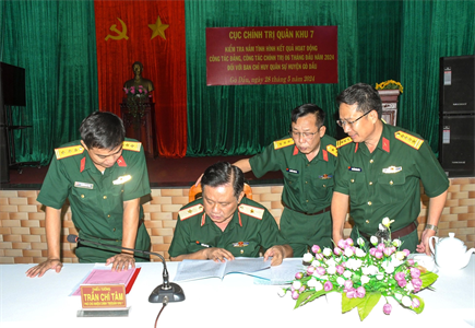 Cục Chính trị Quân khu 7 kiểm tra hoạt động công tác Đảng, công tác Chính trị tại Bộ CHQS tỉnh Tây Ninh và Ban CHQS huyện Gò Dầu