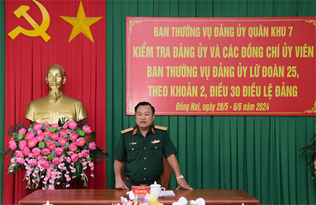 Kiểm tra Khoản 2, Điều 30, Điều lệ Đảng Cộng sản Việt Nam đối với Đảng ủy Lữ đoàn 25