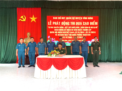 Ban CHQS huyện Vĩnh Hưng phát động đợt thi đua cao điểm “Tự hào truyền thống - Viết tiếp chiến công - Xứng danh Bộ đội Cụ Hồ”
