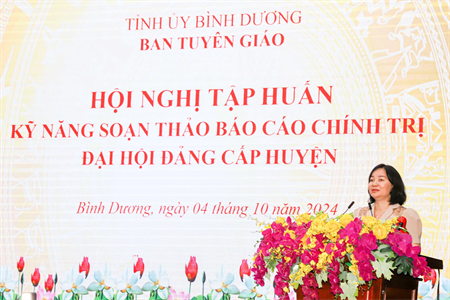 Tỉnh Bình Dương tập huấn kỹ năng soạn thảo báo cáo chính trị Đại hội Đảng cấp huyện