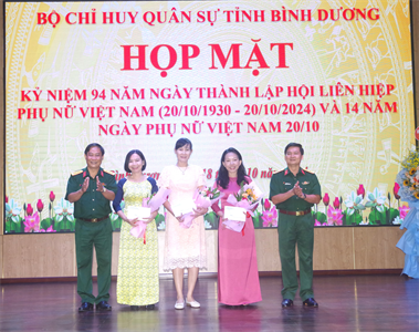 Bộ CHQS tỉnh Bình Dương họp mặt kỷ niệm 94 năm Ngày thành lập Hội Liên hiệp phụ nữ Việt Nam