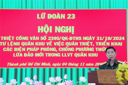 Lữ đoàn 23 tổ chức quán triệt, triển khai các biện pháp phòng, chống phương thức lừa đảo mới trong LLVT Quân khu