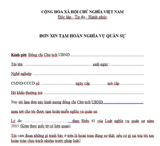 Hồ sơ xin tạm hoãn nghĩa vụ quân sự 2025 cần những giấy tờ gì?