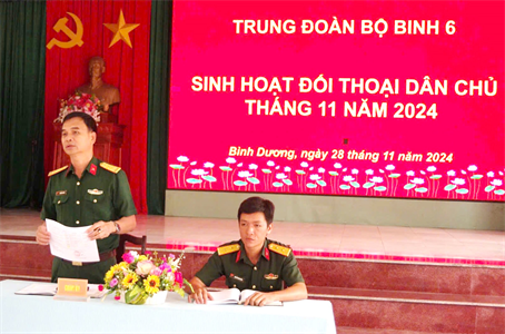 Trung đoàn 6, Bộ CHQS tinh Bình Dương đối thoại dân chủ với cán bộ, chiến sĩ