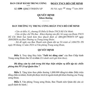 ​Truy tặng Huy hiệu “Tuổi trẻ dũng cảm” cho 12 liệt sĩ hy sinh trong thực hiện nhiệm vụ diễn tập