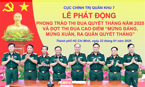 Cục Chính trị Quân khu 7 phát động Phong trào TĐQT năm 2025 và đợt thi đua cao điểm “Mừng Đảng, mừng Xuân, ra quân Quyết thắng”