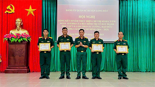Đảng ủy Quân sự huyện Long Đất tổng kết 10 năm thực hiện Chỉ thị số 05 của Bộ Chính trị