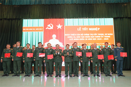 Lễ tốt nghiệp lớp hoàn thiện cán bộ chính trị cấp trung, sư đoàn và đào tạo ngắn hạn trung, lữ đoàn năm 2024 - 2025
