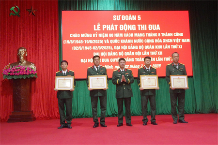 Sư đoàn 5 phát động đợt thi đua cao điểm “Phát cao cờ hồng tháng Tám - Thi đua giành 3 nhất”