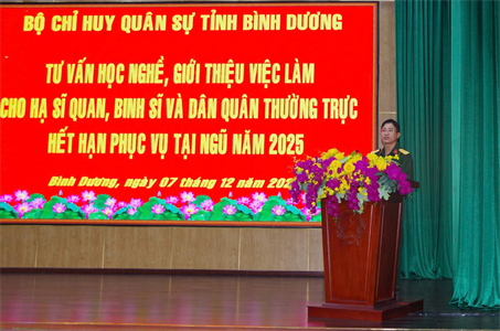 Bộ CHQS tỉnh Bình Dương tư vấn học nghề cho chiến sĩ chuẩn bị xuất ngũ năm 2025